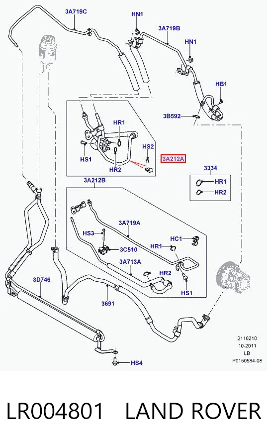 Przewód hydraulicznego układu wspomagania wysokiego ciśnienia, od pompy do maglownicy (mechanizmu) do Land Rover Freelander L359