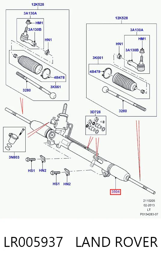 LR005937 Land Rover Listwa kierownicza (maglownica)