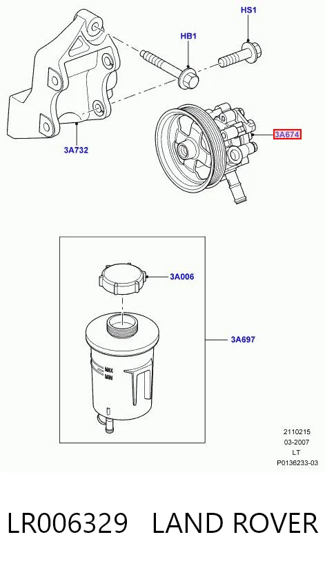 LR006329 Land Rover Pompa wspomagania hydraulicznego kierownicy