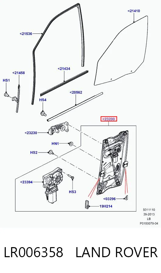 Mechanizm podnoszenia szyby drzwi przednich prawych do Land Rover Freelander II L359