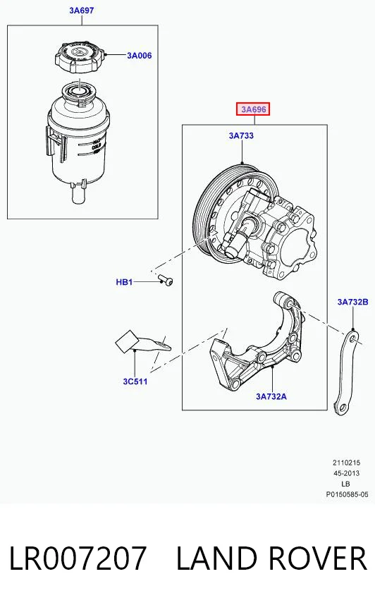 LR007207 Land Rover Pompa wspomagania hydraulicznego kierownicy