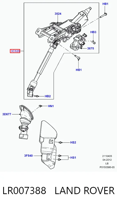 Kolumna (wał) kierownicza (kierownicy) Land Rover Freelander II SUV (L359) (2006 - 2014) cena, od 1303,21 USD