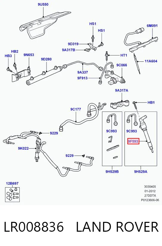 LR008836 Land Rover Wtryskiwacz paliwa