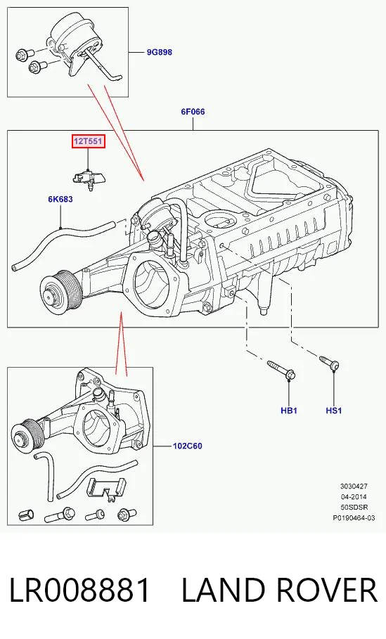 LR008881 Land Rover Czujnik ciśnienia w kolektorze ssącym, MAP
