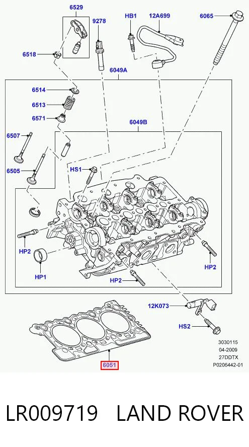 Do koszyka Uszczelka głowicy cylindrów Land Rover Range Rover SPORT I L320