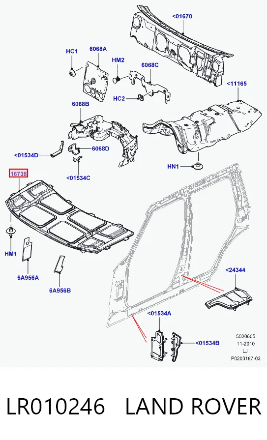 Do koszyka Wygluszenie maski Land Rover Range Rover III L322