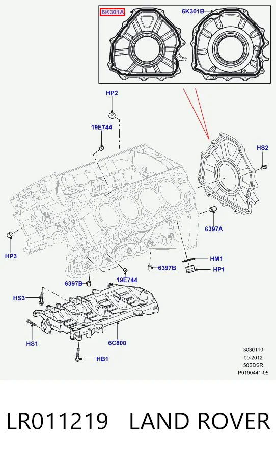 LR011219 Land Rover Uszczelniacz wału korbowego silnika tylny