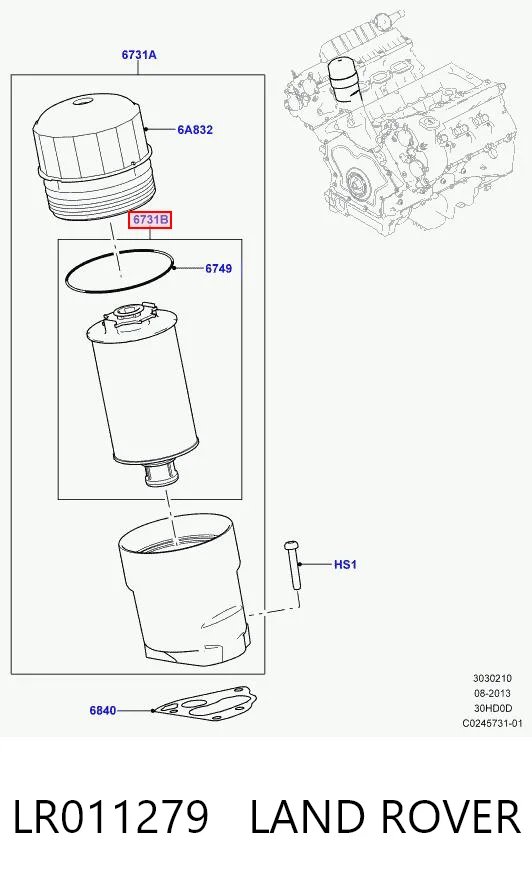 LR011279 Land Rover Filtr oleju