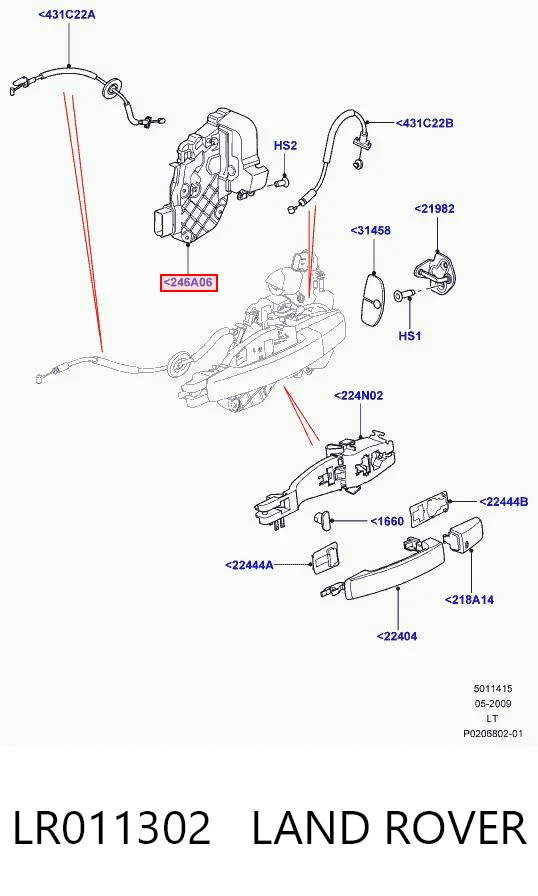 LR011302 Land Rover Zamek drzwi tylnych prawych