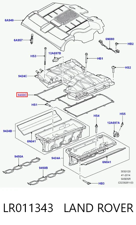 LR011343 Land Rover Uszczelka kolektora ssącego górna