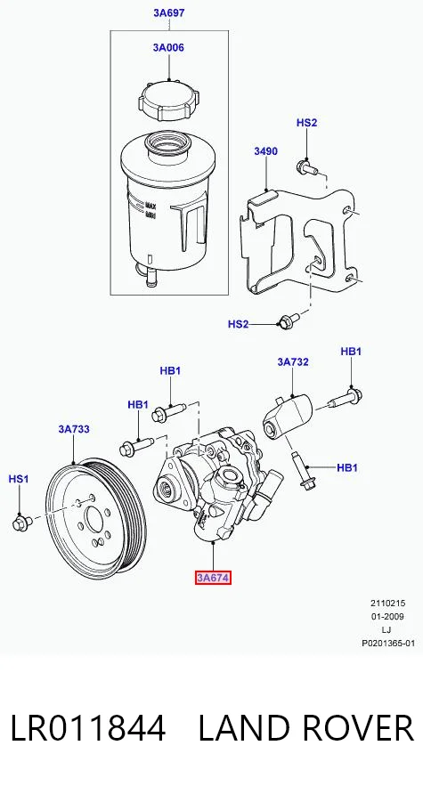 LR011844 Land Rover Pompa wspomagania hydraulicznego kierownicy
