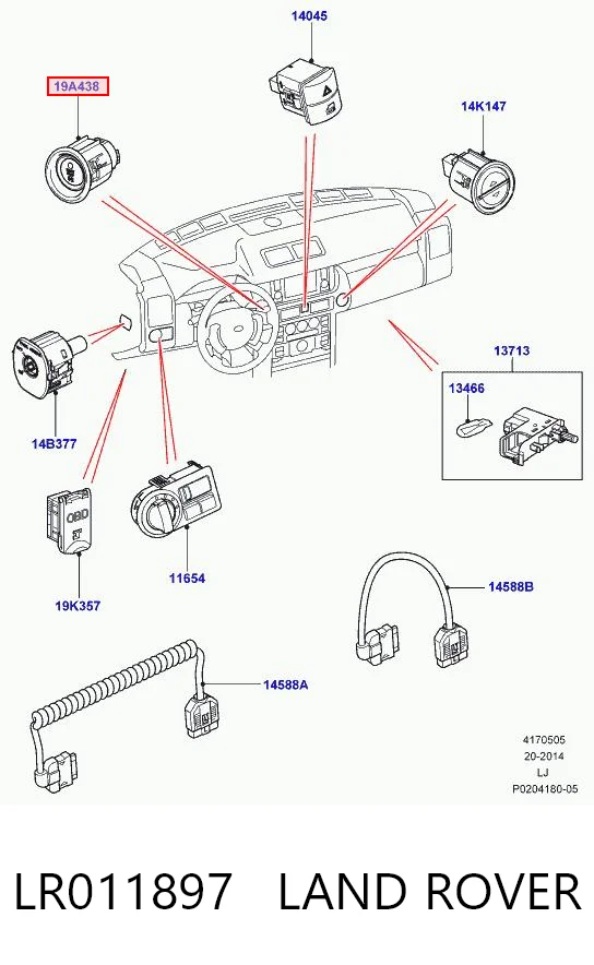 LR011897 Land Rover Przycisk uruchamiania silnika