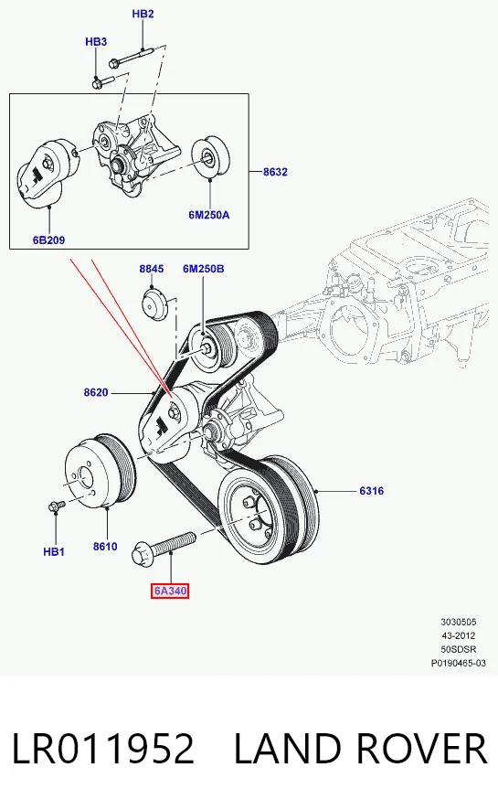 LR011952 Land Rover Śruba koła pasowego wału korbowego