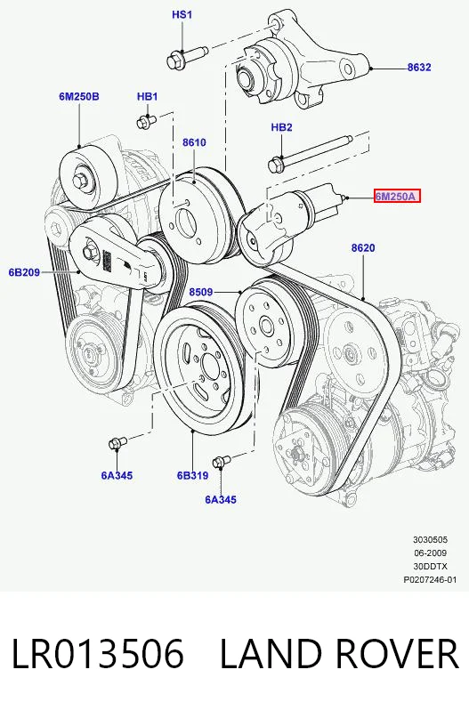 LR013506 Land Rover Napinacz paska napędowego