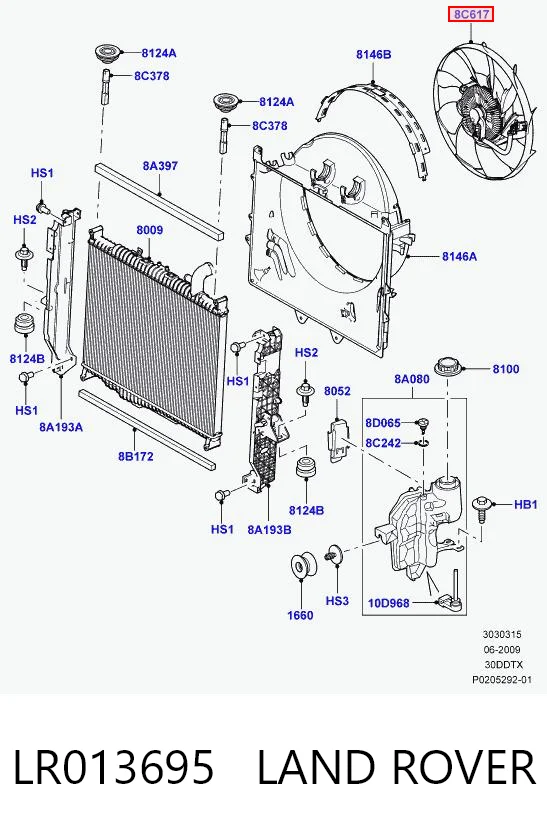  Wentylator elektryczny układu chłodzenia kompletny (silnik+wirnik) Land Rover Discovery 4