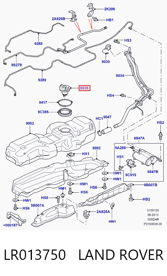 LR013750 Land Rover Korek wlewu paliwa