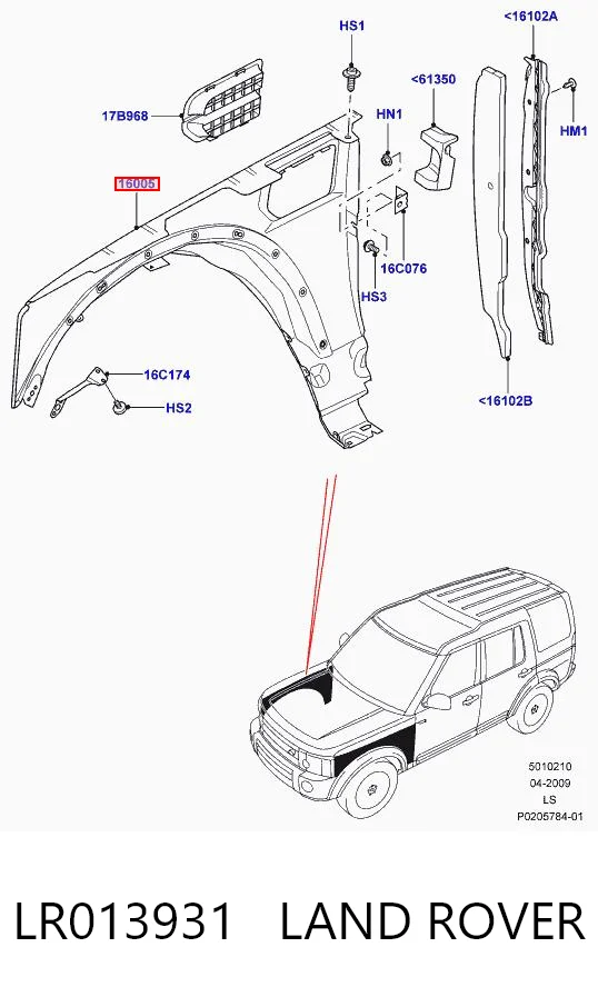 Błotnik przedni prawy do Land Rover Discovery IV L319