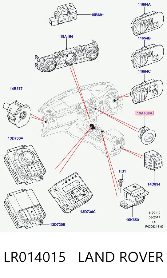 LR014015 Land Rover Przycisk uruchamiania silnika