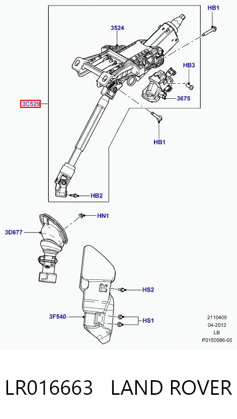 Do koszyka Kolumna (wał) kierownicza (kierownicy) Land Rover Freelander II L359