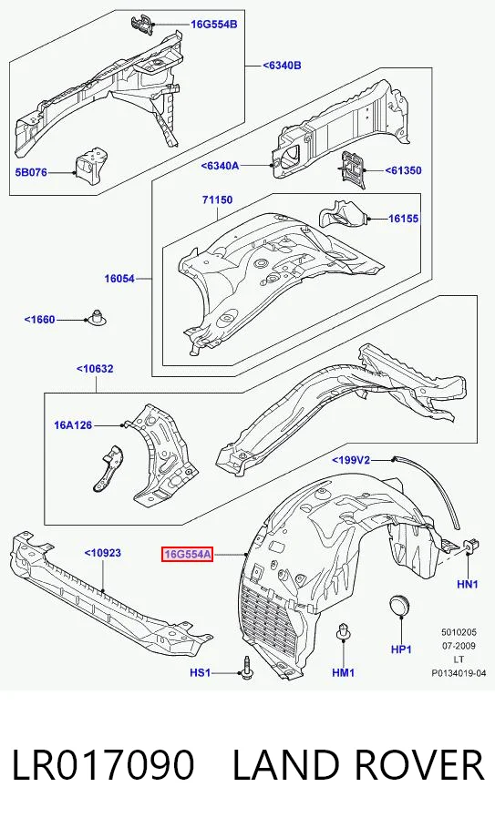 Do koszyka Nadkole błotnika przedniego prawe Land Rover Range Rover SPORT I L320