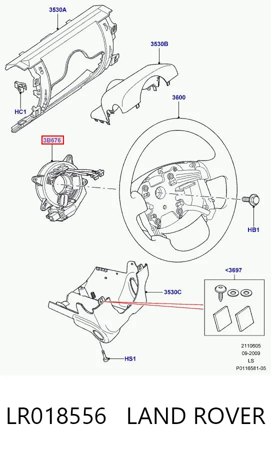  Pierścień kontaktowy AIRBAG, taśma kierownicy  Land Rover Discovery 3