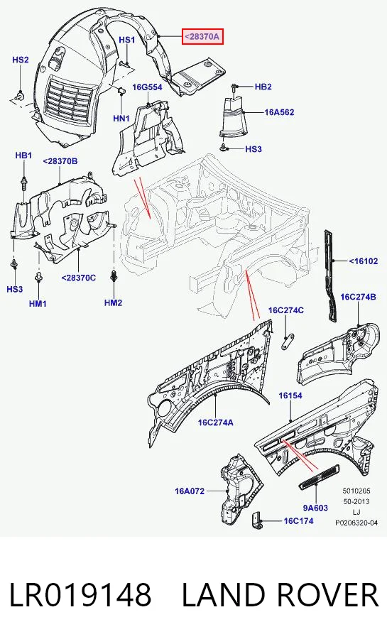 Nadkole błotnika przedniego lewe do Land Rover Range Rover III L322