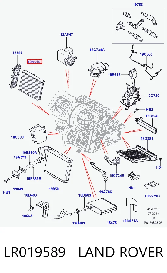 LR019589 Land Rover Filtr kabiny