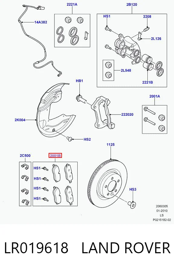 LR019618 Land Rover Klocki hamulcowe przednie tarczowe