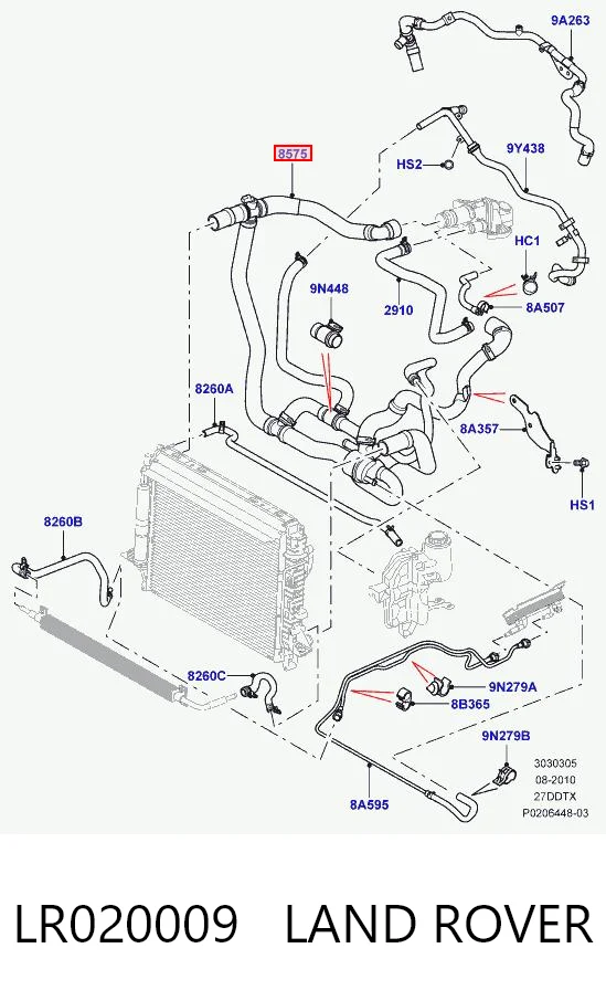Przewód (króciec) układu chłodzenia do Land Rover Range Rover SPORT I L320