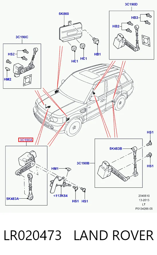 LR020473 Land Rover Czujnik poziomowania karoserii przedni lewy