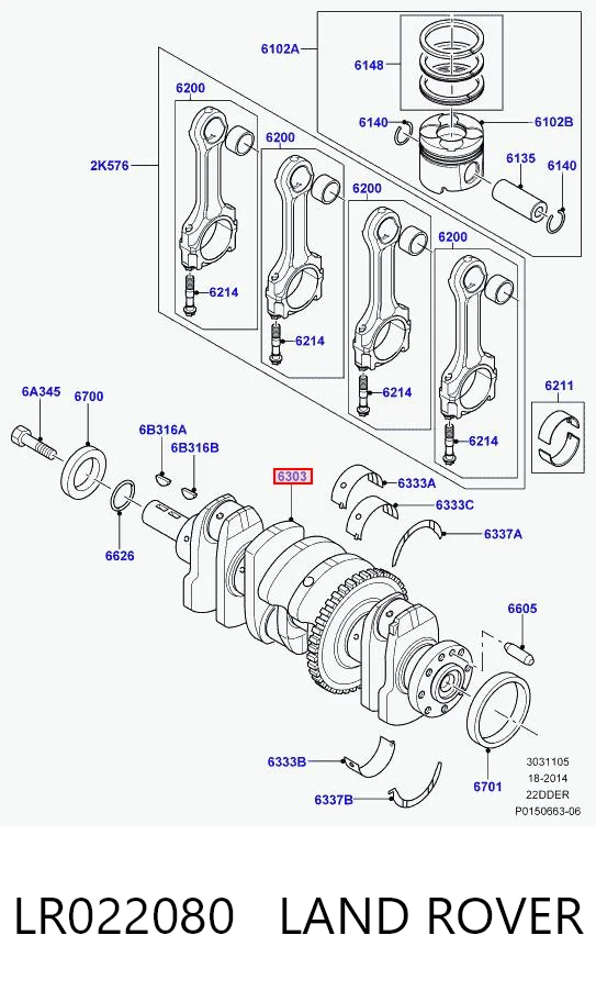 Wał korbowy silnika do Land Rover Freelander II L359