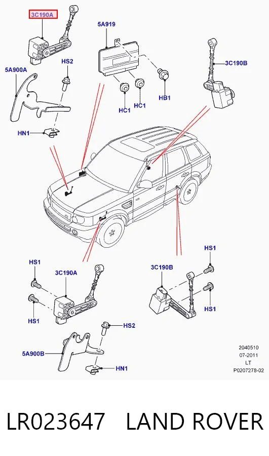 LR023647 Land Rover Czujnik położenia pojazdu przedni