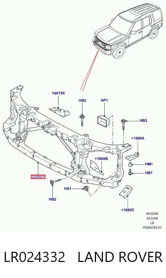 Osłona chłodnicy kompletna (panel mocowania reflektorów) do Land Rover Discovery IV L319