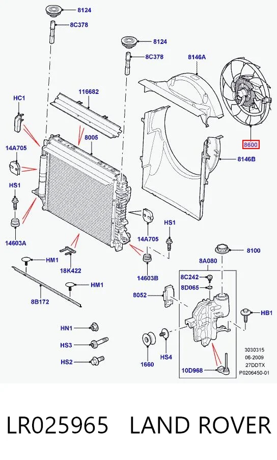  Wentylator elektryczny układu chłodzenia kompletny (silnik+wirnik) Land Rover Discovery 4