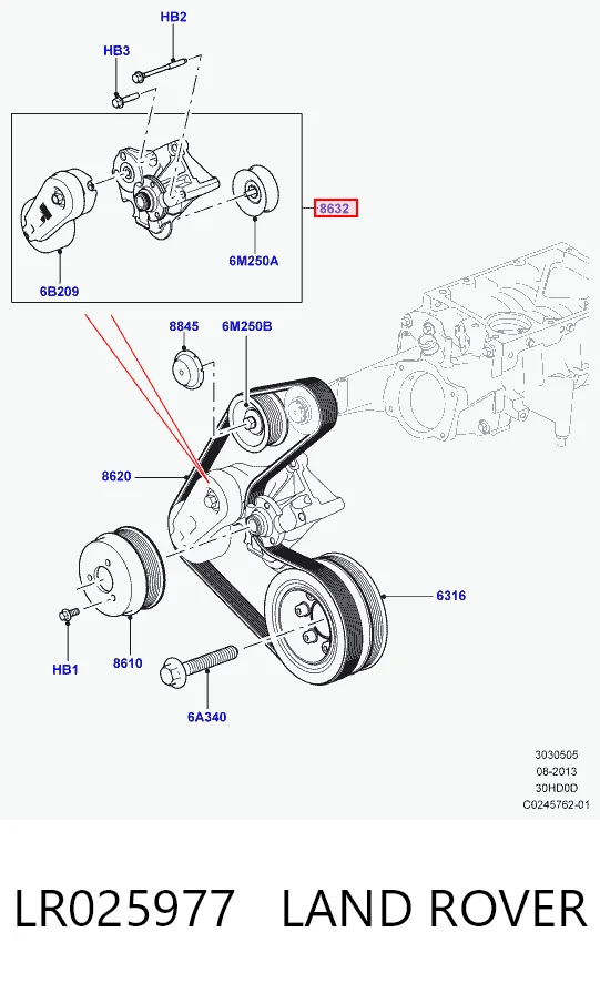 LR025977 Land Rover Napinacz paska napędowego