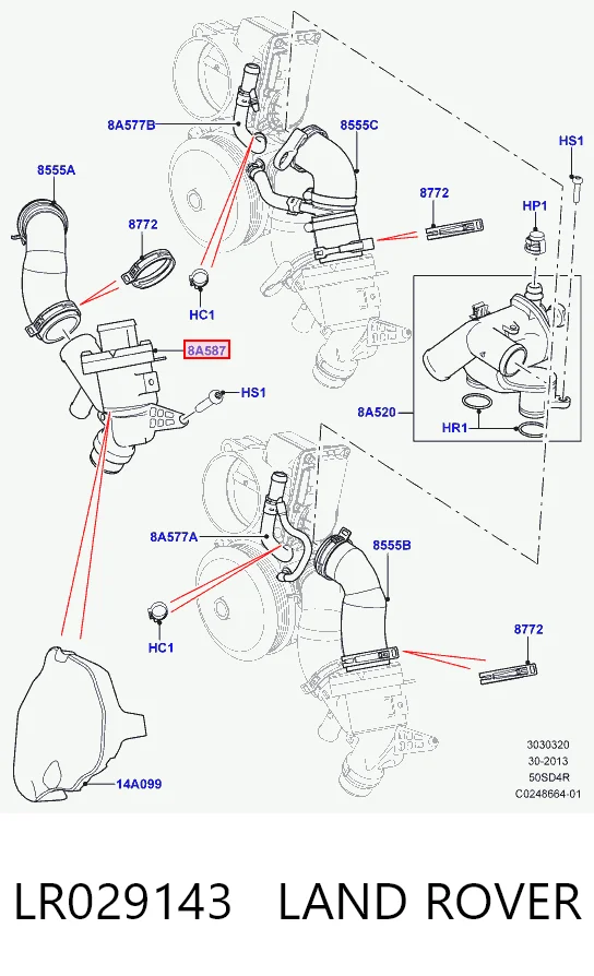 Do koszyka Obudowa termostatu Land Rover Range Rover IV L405