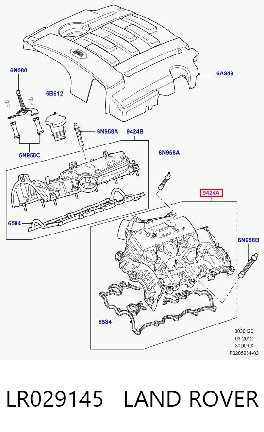 LR029145 Land Rover Pokrywa zaworowa lewa