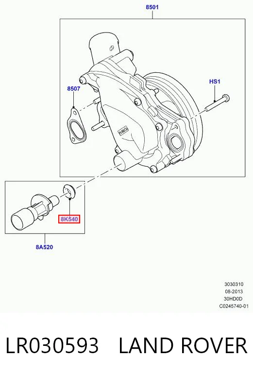 LR030593 Land Rover Uszczelka pompy wodnej
