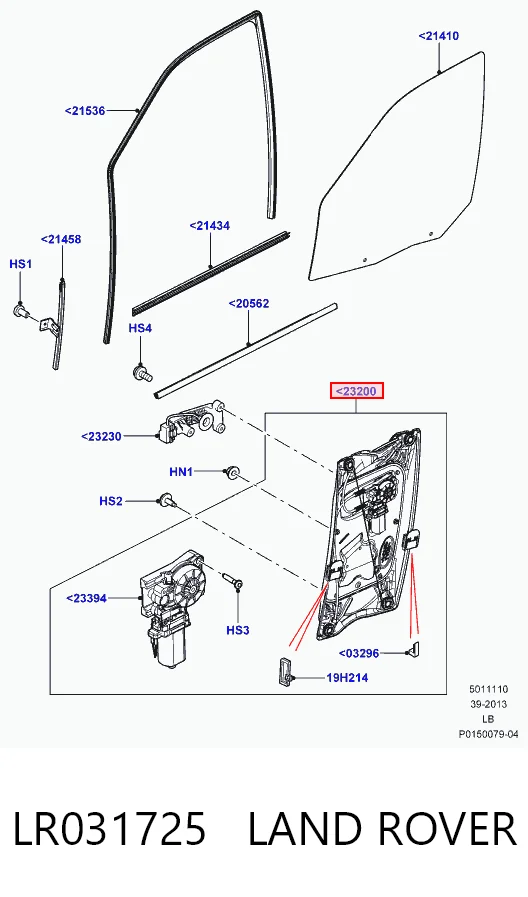Mechanizm podnoszenia szyby drzwi przednich prawych do Land Rover Freelander L359