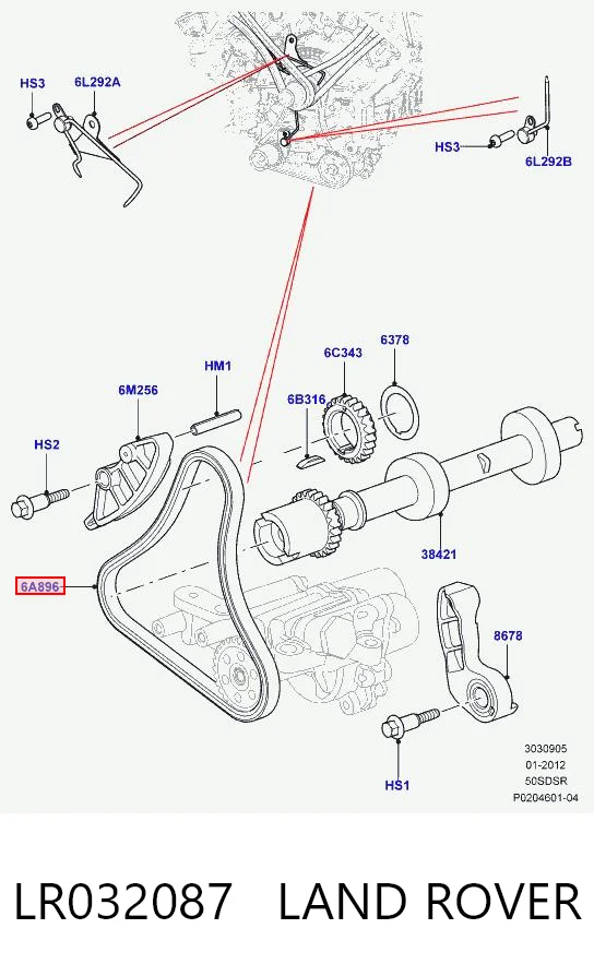 LR032087 Land Rover Łańcuch wału pośredniego