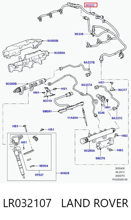 Do koszyka Rurka paliwa, zwrotna od wtryskiwaczy Land Rover Range Rover IV L405