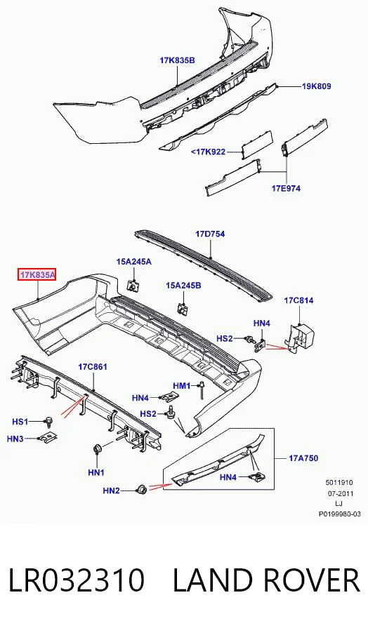 Zderzak tylny Land Rover Range Rover III SUV (L322) (2010 - 2012) cena, od 1195,15 USD