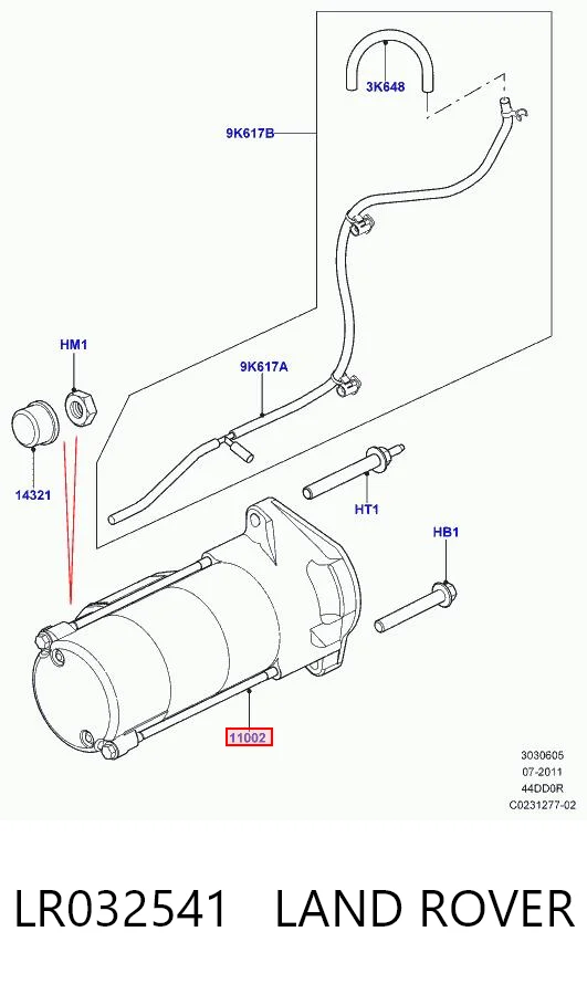 LR032541 Land Rover Rozrusznik