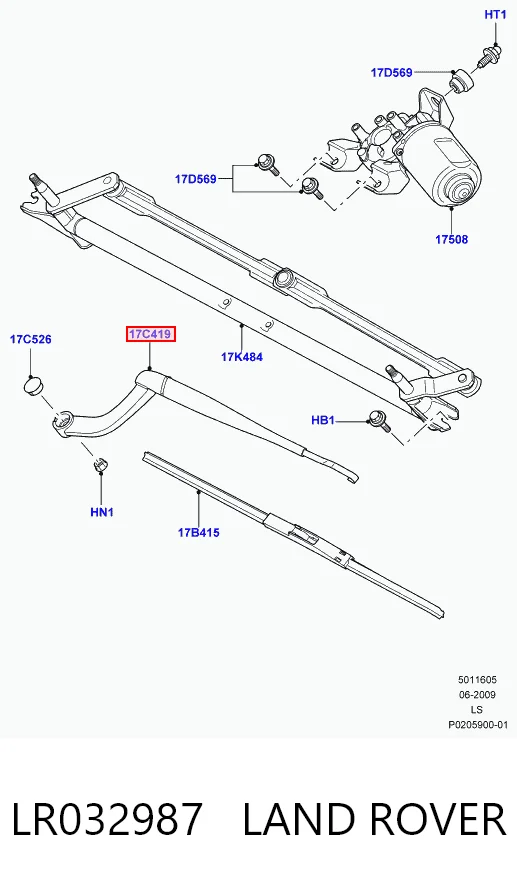 Do koszyka Ramię wycieraczki szyby przedniej Land Rover Range Rover SPORT I L320