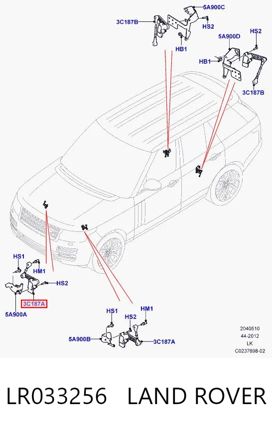 LR033256 Land Rover Czujnik położenia pojazdu przedni