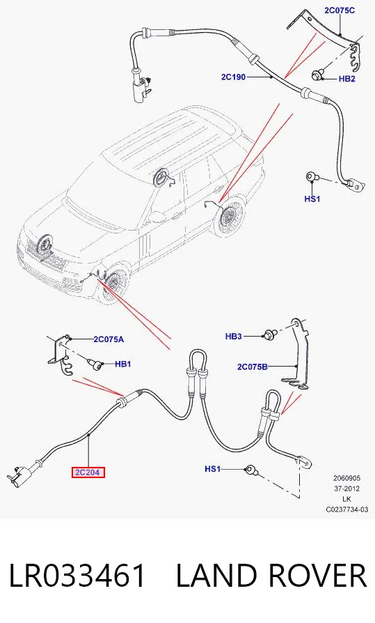 LR033461 Land Rover Czujnik ABS przedni