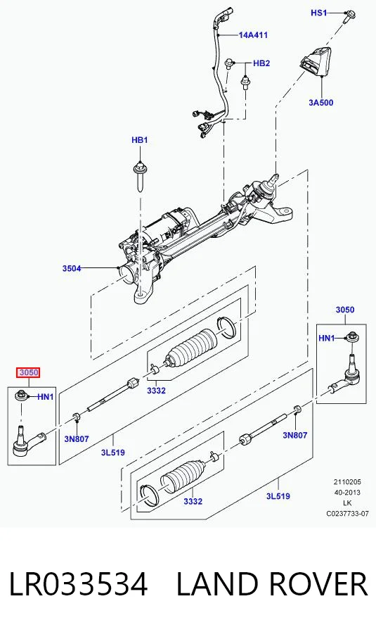 Do koszyka Końcówka drążka kierowniczego zewnętrzna Land Rover Range Rover IV L405