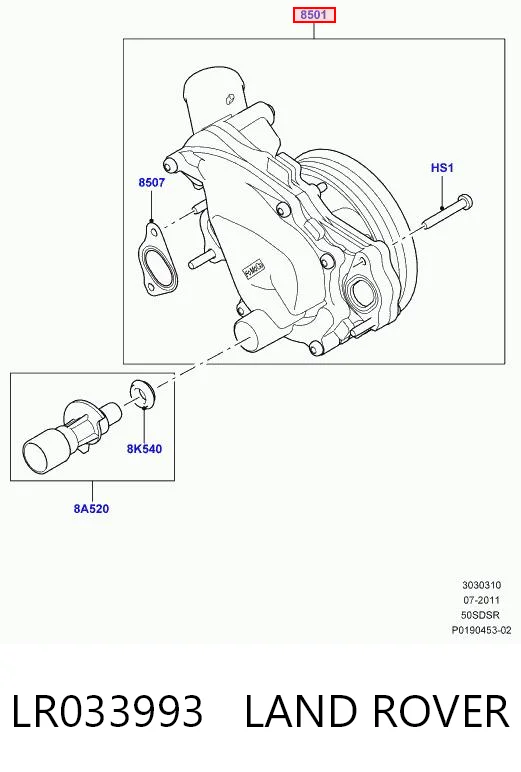 LR033993 Land Rover Pompa chłodząca wodna