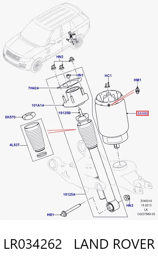 Poduszka pneumatyczna (resor pneumatyczny) mostu tylnego CPLA5580AB Land Rover