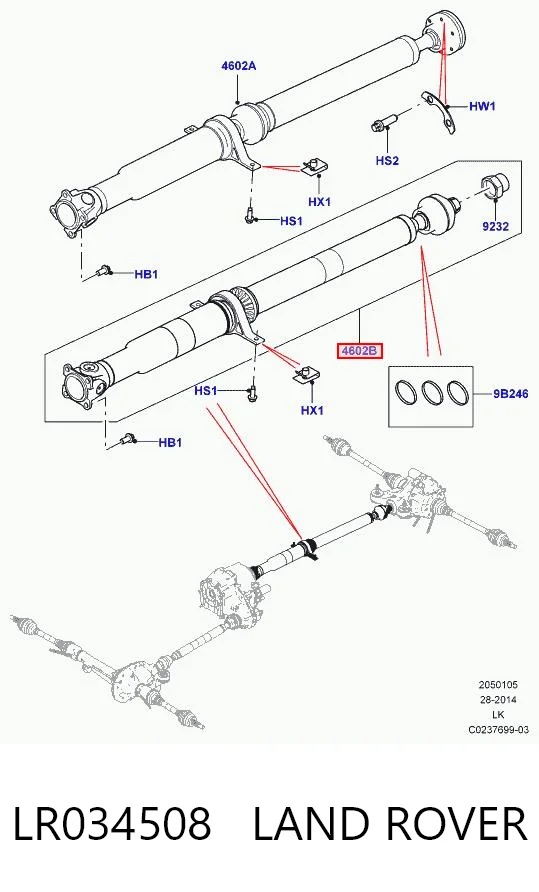 Wał Cardana tylny, kompletny do Land Rover Range Rover IV L405
